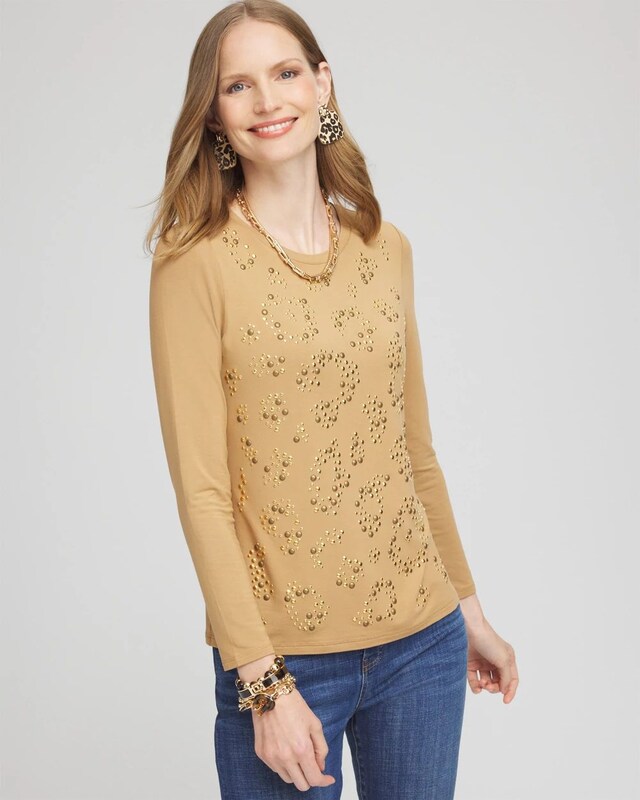 Touch of Cool Embellished Leopard Layering Tee